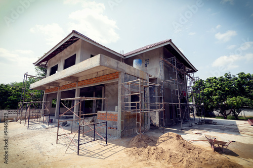 building residential construction house with scaffold steel © sutichak