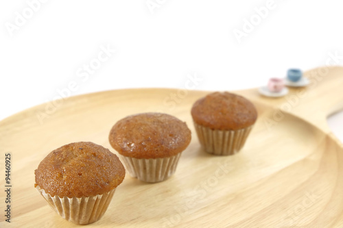 Banana cup cake on white background