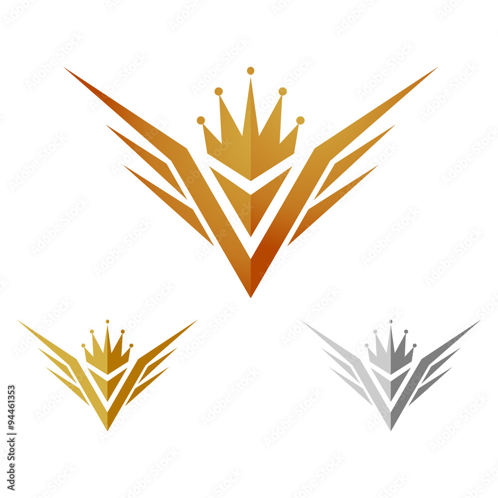 Fototapeta premium Gold Glory Crown Wing Logo Icon