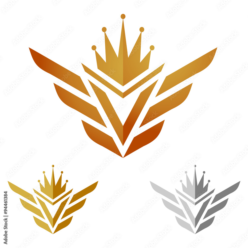 Fototapeta premium V Golden Honor Wing Logo Illustration