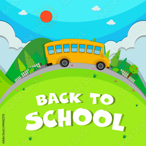 Schoolbus riding on the road