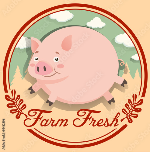 Logo design with fat pig