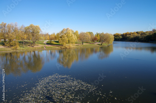 Pond in Tsaritsyno in autumn day