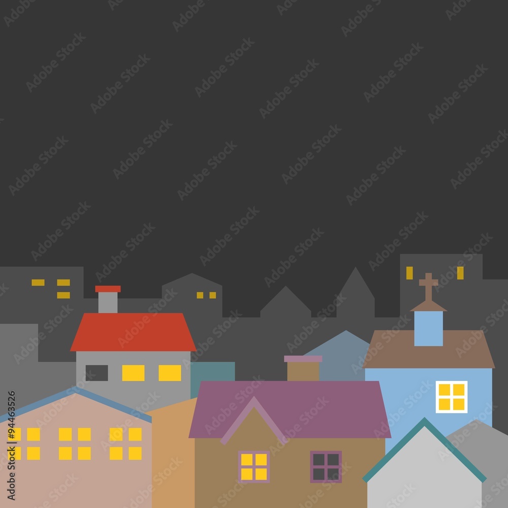 Vector town illustration, flat design Vector town illustration, flat design
