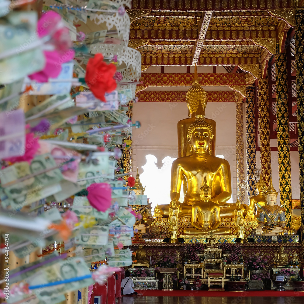 golden buddha statue in wat suan dok temple, chiang mai golden buddha statue in wat suan dok temple, chiang mai