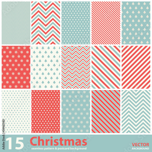 Set of Christmas patterns and seamless background
