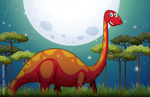 Dinosaur in the field at night