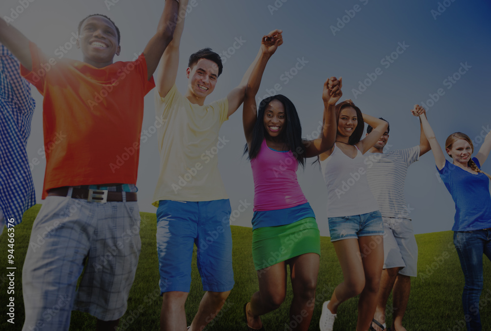 Fototapeta premium Multi-Ethnic Teenagers Outdoors Holding Hands Concept