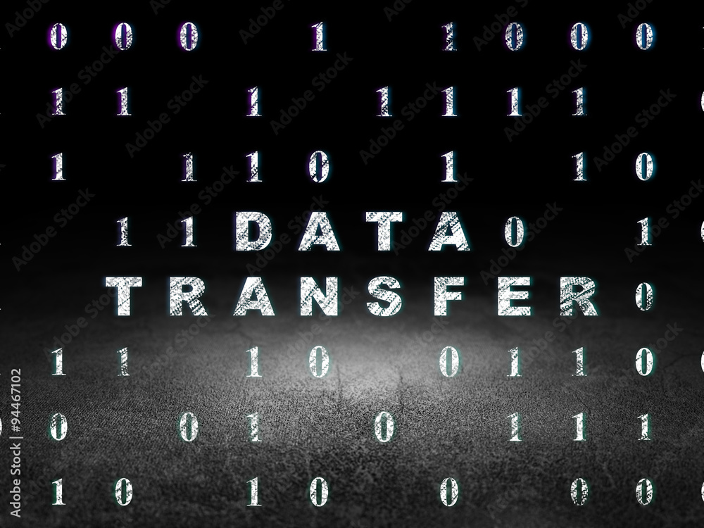Data concept: Data Transfer in grunge dark room