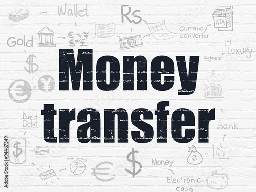 Money concept: Money Transfer on wall background