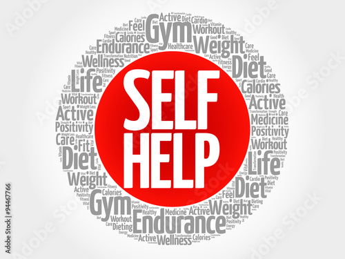 Self Help circle stamp word cloud, health concept