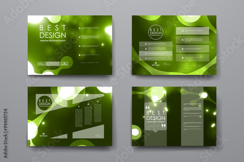 Set of brochure, poster design templates in neon molecule structure style