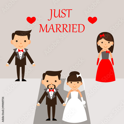 cartoon just married couple