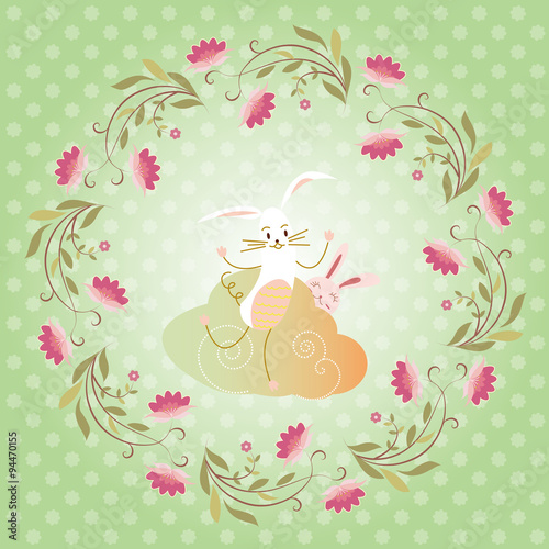 rabbit and flower, greeting card