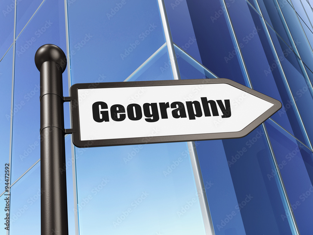 Learning concept: sign Geography on Building background