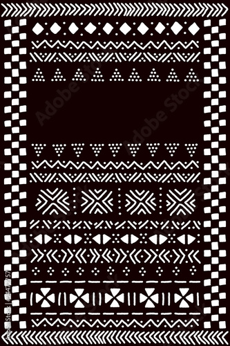 Black and white traditional african mudcloth fabric template for