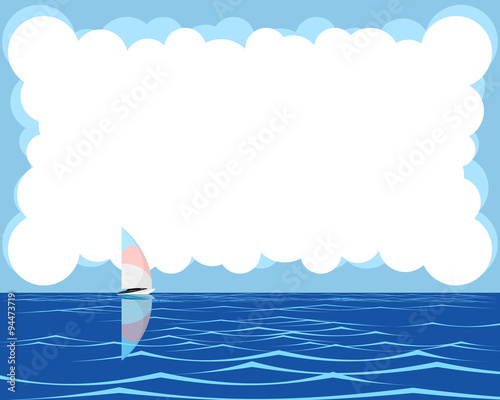 Postcard with sea and sailboat