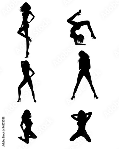 Six girls silhouettes