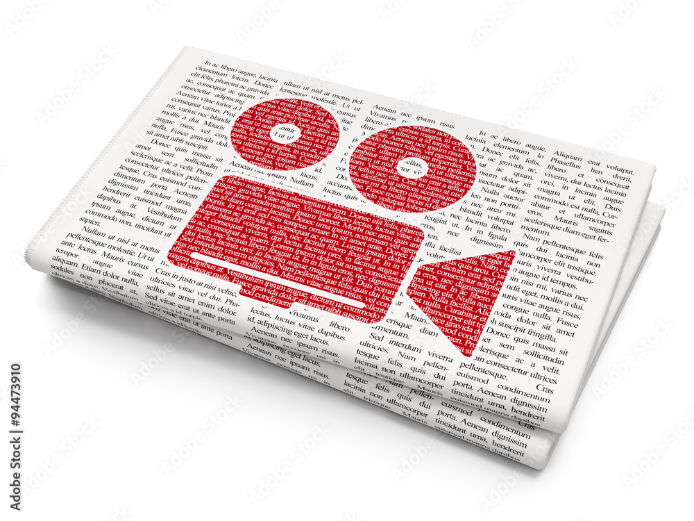 Tourism concept: Camera on Newspaper background Tourism concept: Camera on Newspaper background