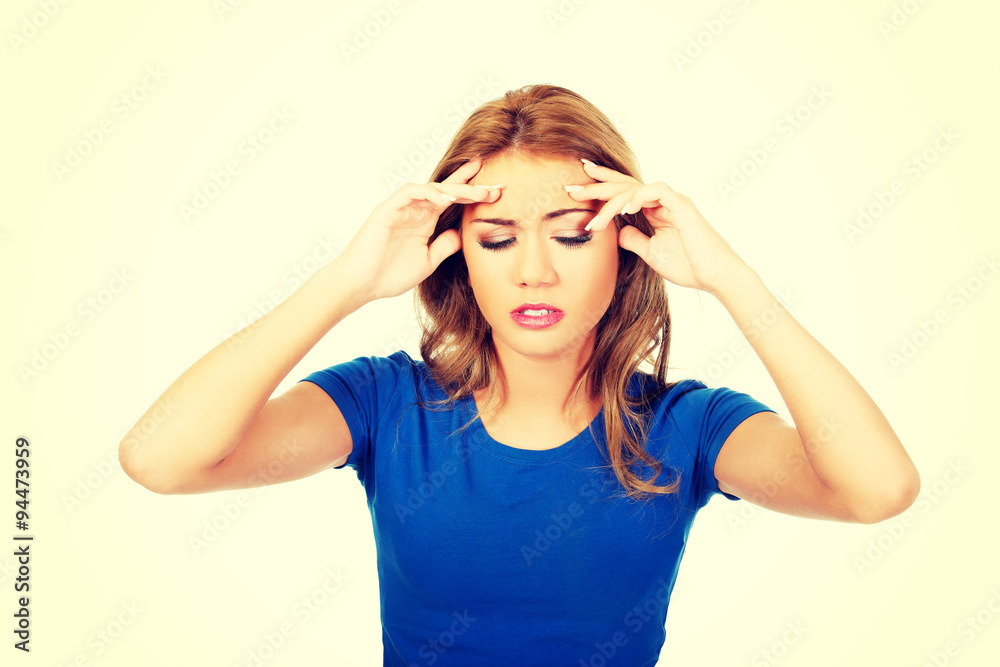Young woman with headache. Young woman with headache.