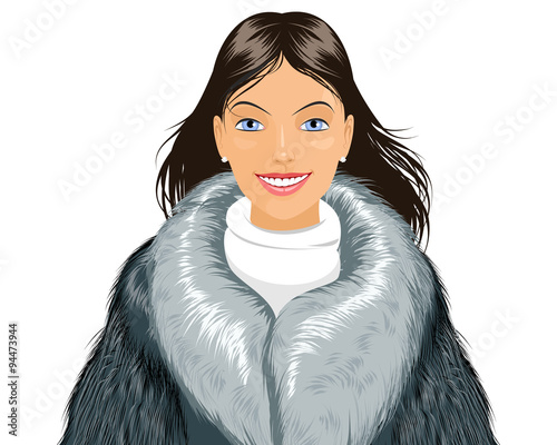 Attractive girl in fur coat