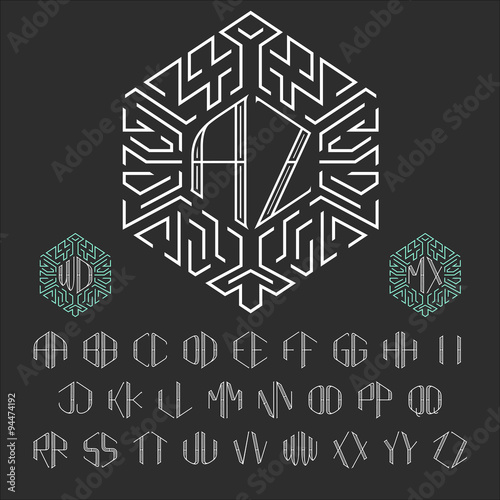 Two letters monogram template.
Elegant vector set of ornate monograms. Outline letters from A to Z.