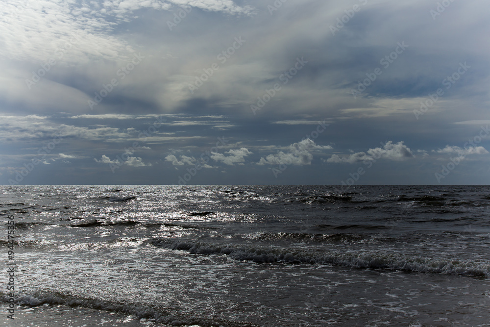 Cold sea with clouds line
