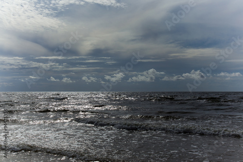 Cold sea with clouds line