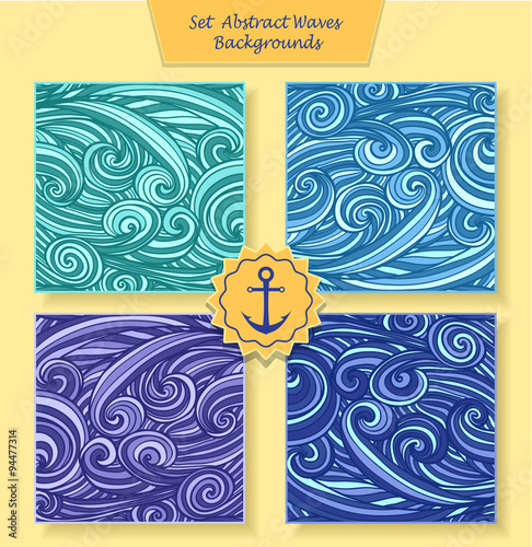 Set Abstract waves or circle hair background in marine blue