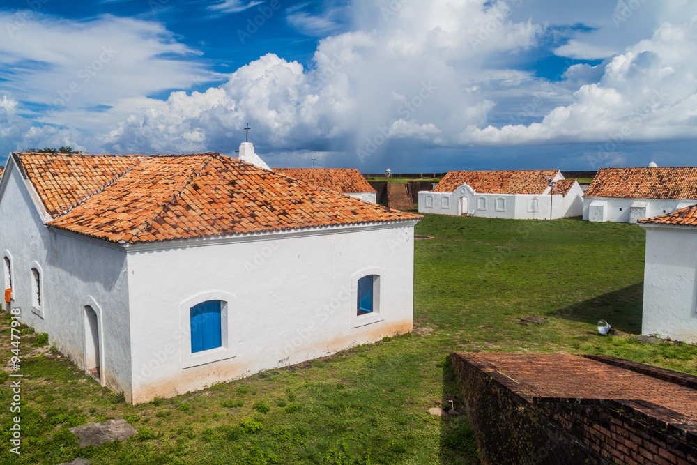 Buildings inside the fortress of Sao Jose de Macapa in city Macapa, Brazil