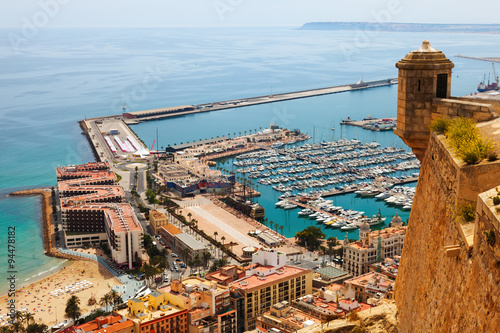 Fotografia, Obraz Top view of Port  in Alicante with docked ships