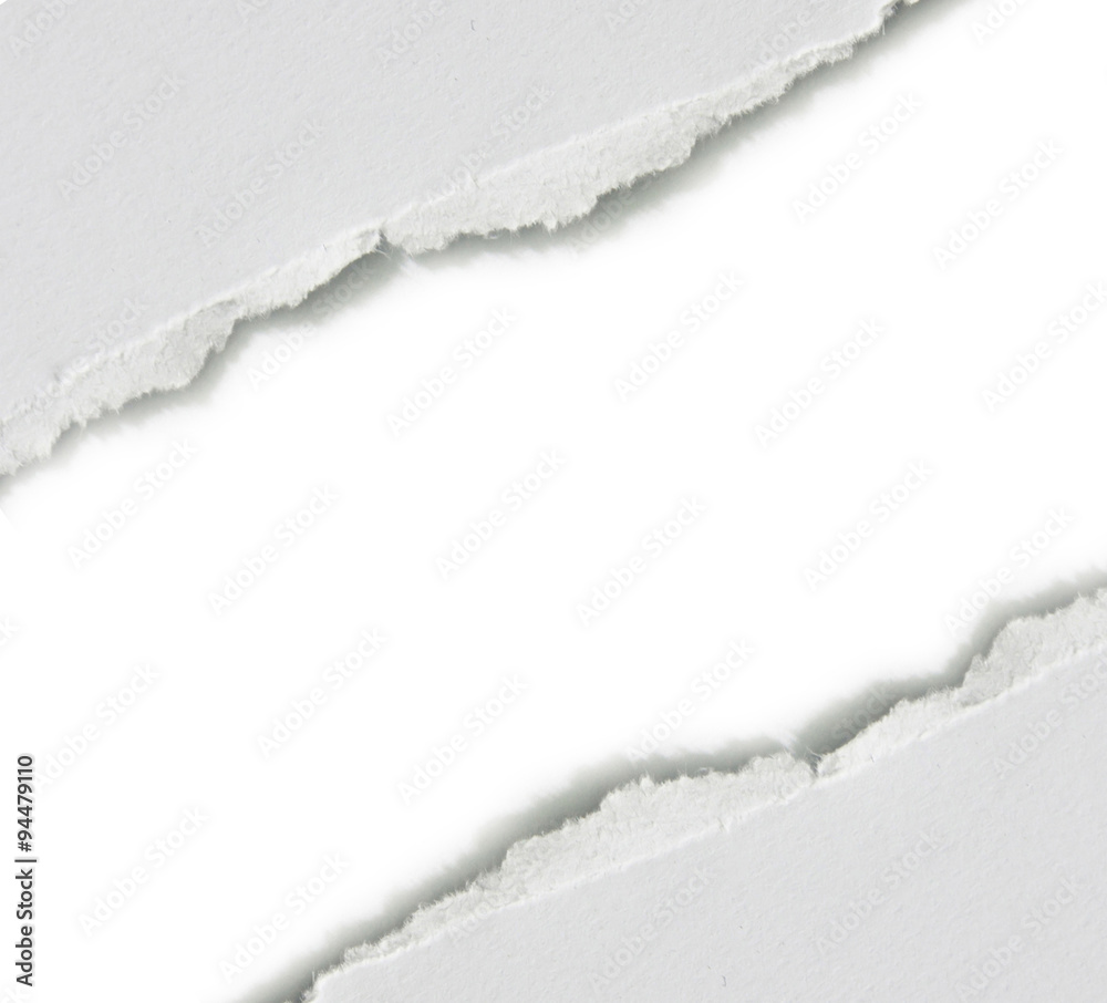 Torn paper banner, isolated on white with soft shadow. Torn paper banner, isolated on white with soft shadow.