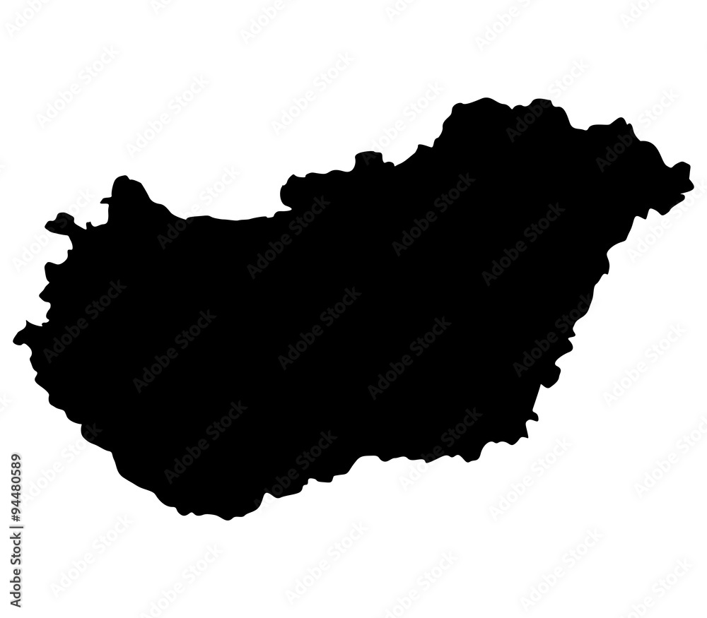 Fototapeta mappa ungheria su sfondo bianco