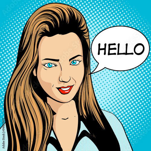 Young woman pop art retro vector
