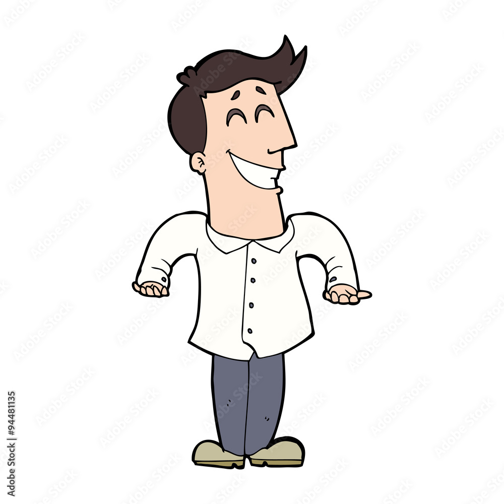 Fototapeta premium cartoon man shrugging shoulders