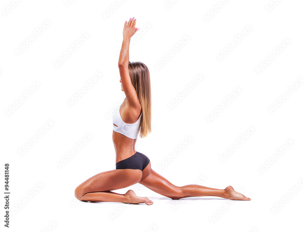 Sports girl on a white background
