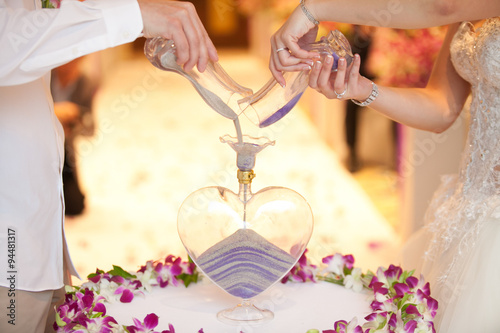 Blending of the sands at wedding ceremony