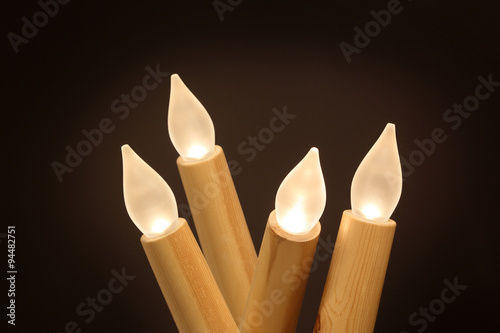 Wooden lamp for home decor isolated with black background