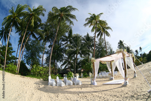 Beautiful wedding arch on the beach in Thailand