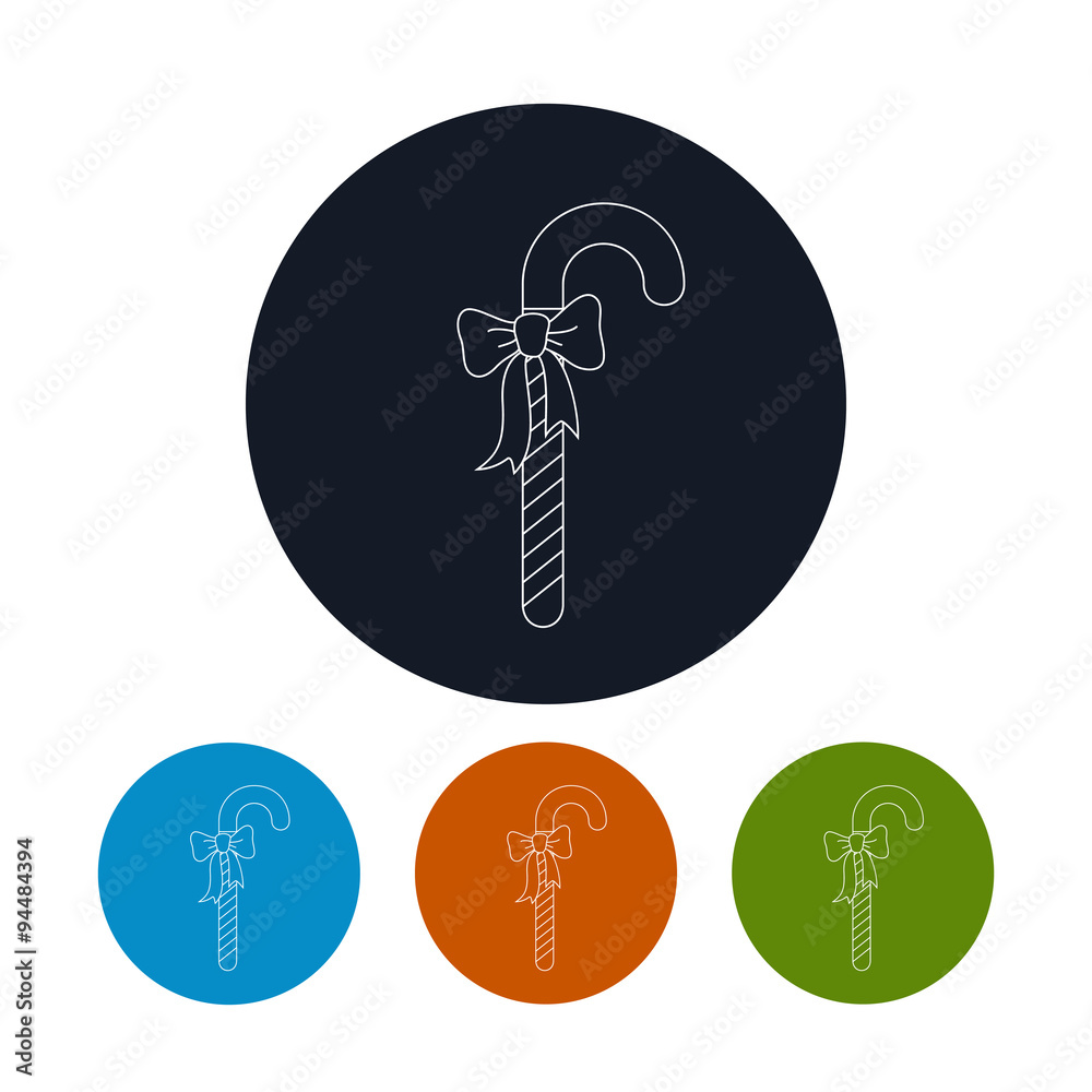 Icon of a Christmas Candy Cane with Bow, Merry Christmas and Happy New Year , Four Types of Colorful Round Icons Lollipop ,Icon of a Christmas Decoration,Vector Illustration Icon of a Christmas Candy Cane with Bow, Merry Christmas and Happy New Year , Four Types of Colorful Round Icons Lollipop ,Icon of a Christmas Decoration,Vector Illustration