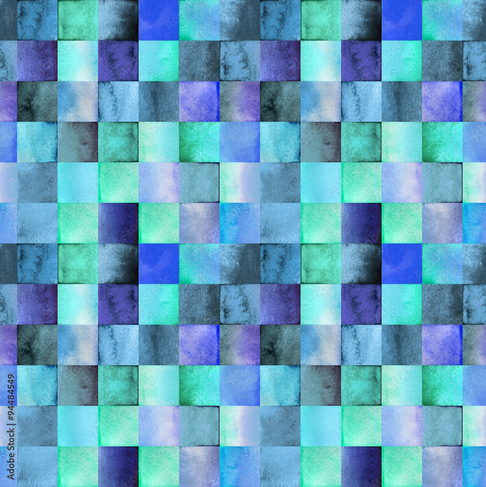 Fototapeta premium Wtercolor pattern with gradient squares