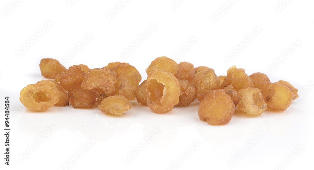 Dried longan on a white background Dried longan on a white background