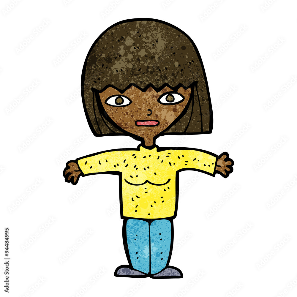 cartoon woman with open arms cartoon woman with open arms