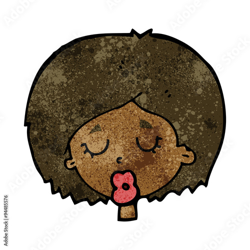 cartoon woman with eyes closed