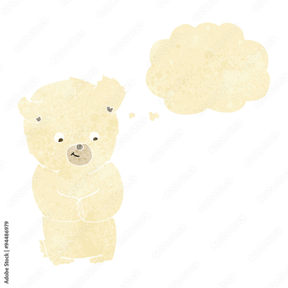 Fototapeta premium cute cartoon polar bear with thought bubble