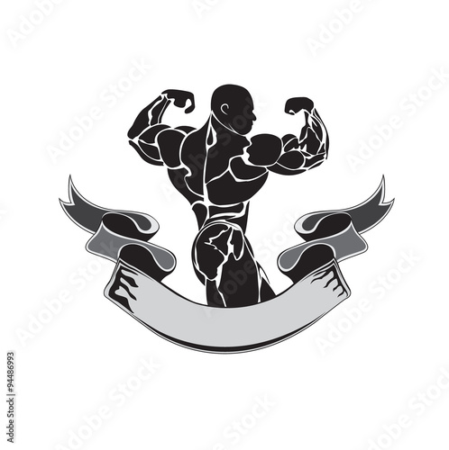 Bodybuilding and powerlifting concept, icon, banner, template, badge
