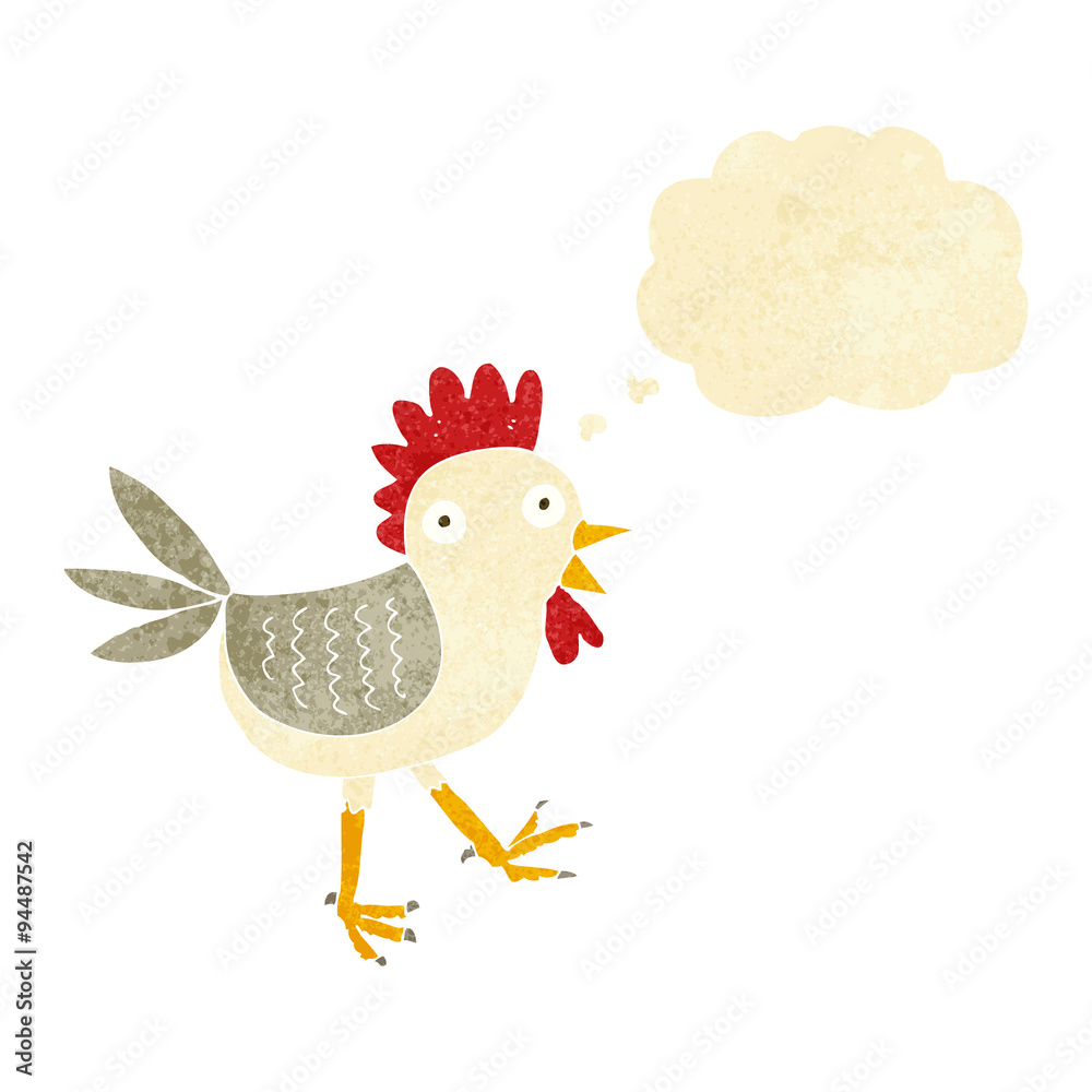 funny cartoon chicken with thought bubble funny cartoon chicken with thought bubble