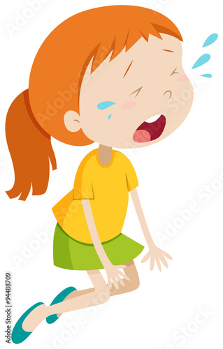 Little girl crying alone