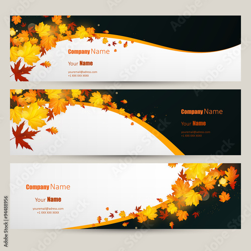 Vector set of colorful autumn leaves, banners illustration 