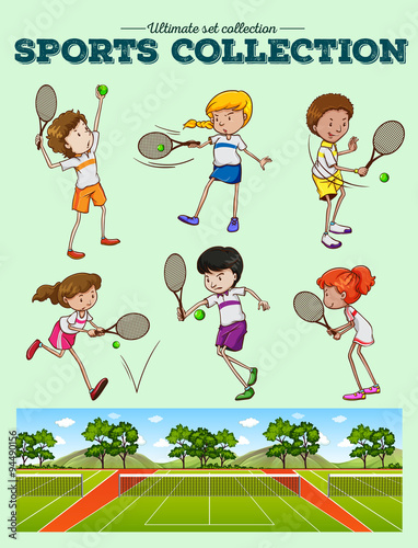 Tennis players and tennis courts photo